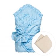 Конверт - одеяло с завязкой (сатин, мех) Голубой